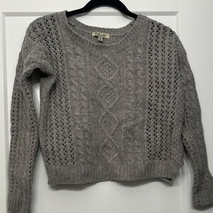 80% Wool - Who.A.U - Cropped Charcoal Cable Knit Sweater